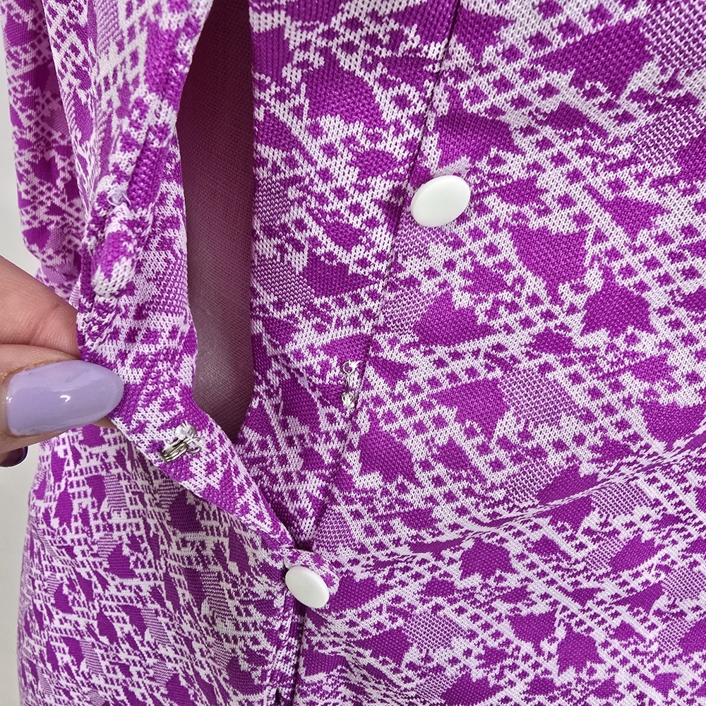 VTG 60's-70's Homemade Floral Geometric Long Sleeve Button Down Dress Sz S - Picture 9 of 14
